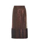 Brunello Cucinelli Metallic Pleated Midi Skirt