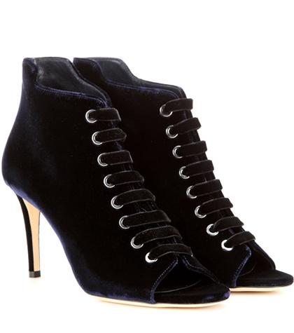 Jimmy Choo Mavy 85 Velvet Open Toe Ankle Boots