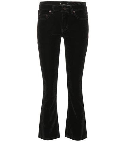 Saint Laurent Cropped Velvet Bootcut Jeans