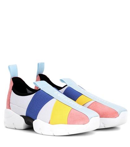 Off-white Suede-trimmed Sneakers