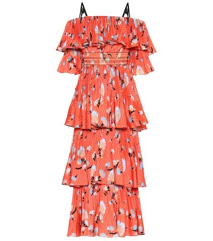 Self-portrait Floral Crêpe De Chine Midi Dress