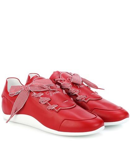 Roger Vivier Striped Ribbon Leather Sneakers