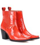 Ganni Callie Patent Leather Ankle Boots