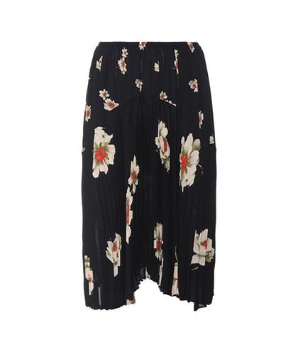 Vince Floral-printed Plissé Skirt