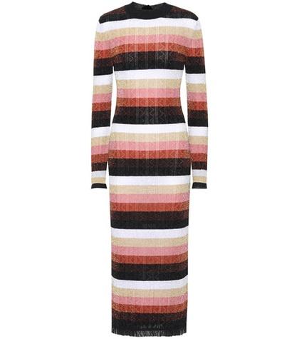 Fendi Metallic Knitted Wool-blend Dress