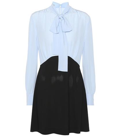 Miu Miu Color-blocked Crêpe Minidress