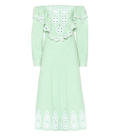 Fendi Embroidered Cotton Midi Dress