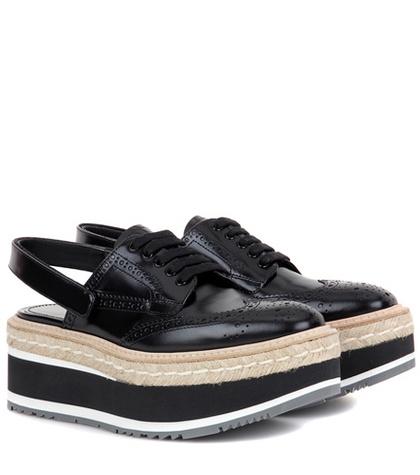 Prada Leather Sling-back Platform Shoes