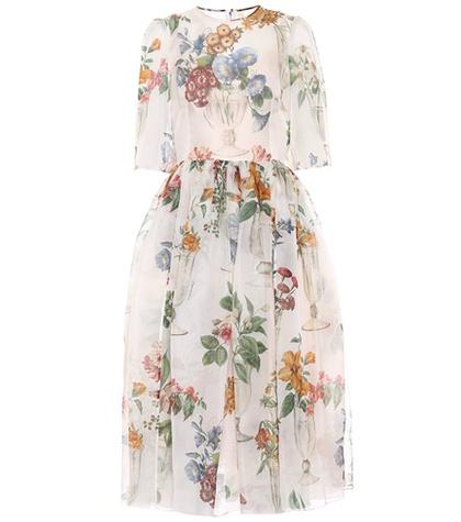 Dolce & Gabbana Floral Silk Organza Midi Dress