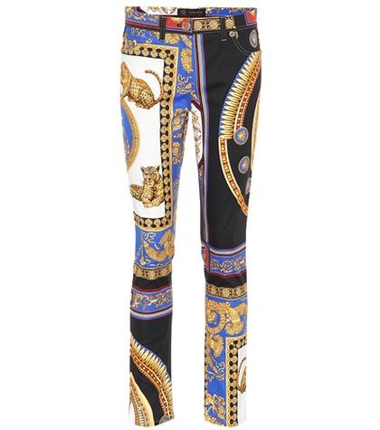 Versace Scarf-printed Straight-leg Jeans