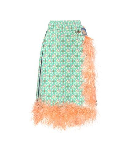 Prada Feather-trimmed Skirt
