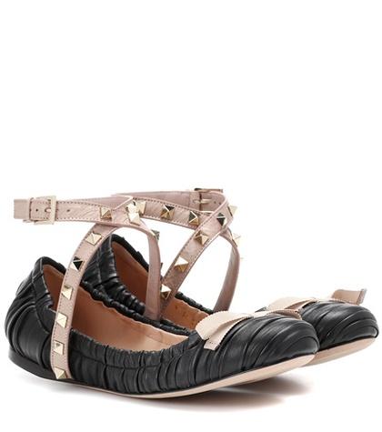 Valentino Valentino Garavani Studwrap Leather Ballerinas