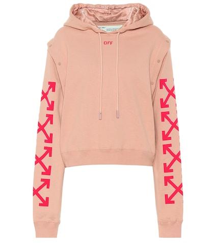 Off-white Cropped Cotton Hoodie