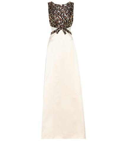Miu Miu Leopard Brocade Silk-satin Gown