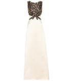Miu Miu Leopard Brocade Silk-satin Gown