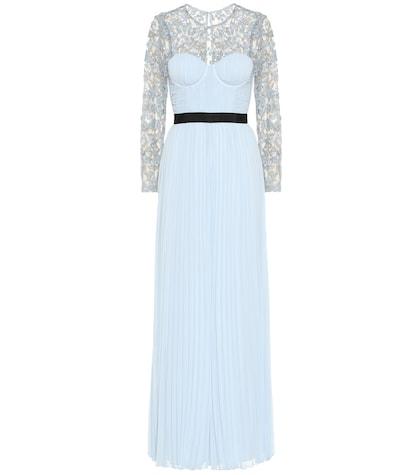Self-portrait Lace-trimmed Crêpe Gown