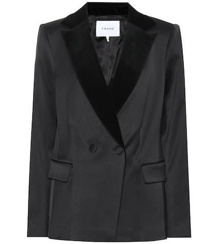 Off-white Velvet-collar Satin Blazer