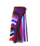 Diane Von Furstenberg Striped Silk Wrap Skirt