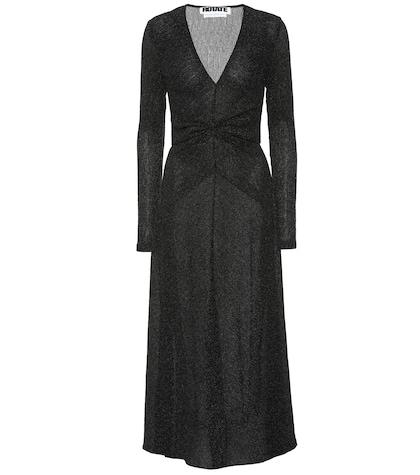 Rotate Birger Christensen Stretch-knit Metallic Midi Dress