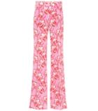 Valentino Floral Silk Crêpe Mid-rise Pants