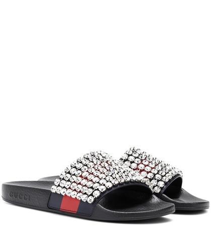 Gucci Crystal-embellished Slides