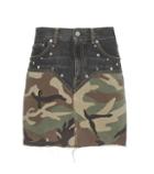 Saint Laurent Embellished Printed Denim Miniskirt
