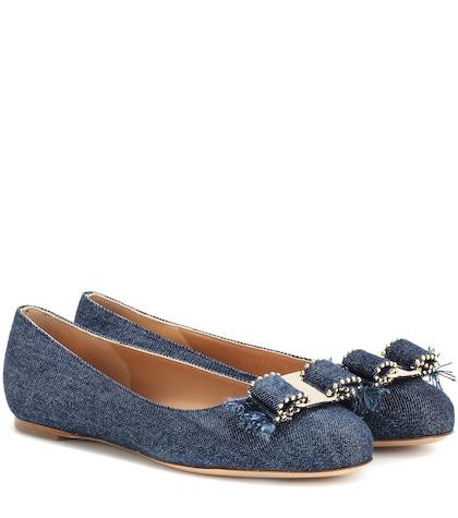 Salvatore Ferragamo Varina Denim Ballet Flats