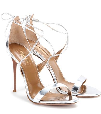 Aquazzura Linda 105 Metallic Leather Sandals