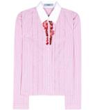 Prada Embellished Striped Cotton Shirt