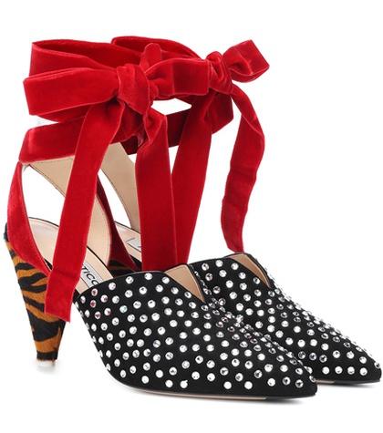 Attico Olivia Embellished Suede Pumps