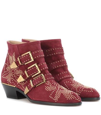 Chlo Susanna Studded Suede Ankle Boots