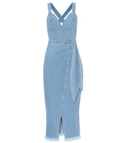 Nanushka Santal Denim Wrap Dress