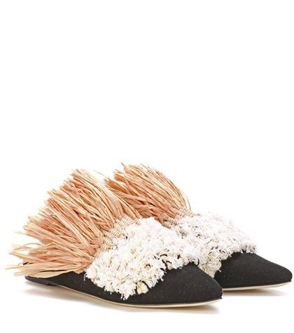 Sanayi 313 Exclusive To Mytheresa.com – Carfalo Canvas And Raffia Slippers