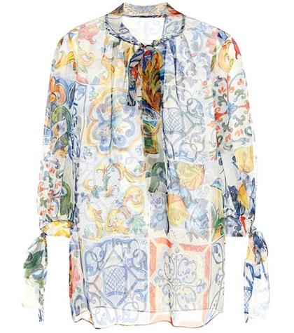Karla Colletto Majolica Silk Chiffon Top