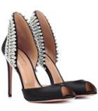 Aquazzura Concord 105 Embellished Satin Pumps