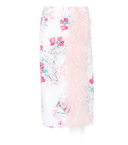 Giambattista Valli Exclusive To Mytheresa.com – Feather-trimmed Silk Skirt