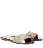 Jimmy Choo Weave Flat Leather And Fabric Sandals