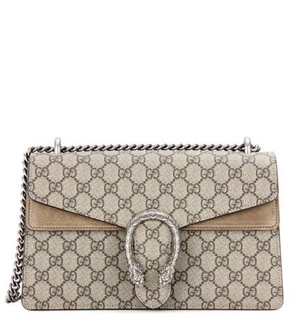 Gucci Dionysus Gg Supreme Small Coated Canvas And Suede Shoulder Bag