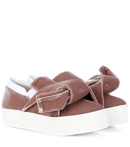 N21 Velvet Platform Slip-on Sneakers