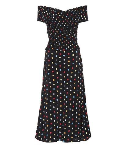 Anna October Polka-dot Off-the-shoulder Dress