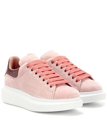 Alexander Mcqueen Snakeskin-trimmed Velvet Sneakers