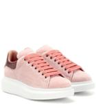 Alexander Mcqueen Snakeskin-trimmed Velvet Sneakers