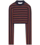 Victoria Beckham Striped Virgin Wool-blend Cropped Sweater