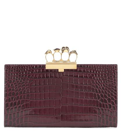 Alexander Mcqueen Skull Four-ring Leather Clutch