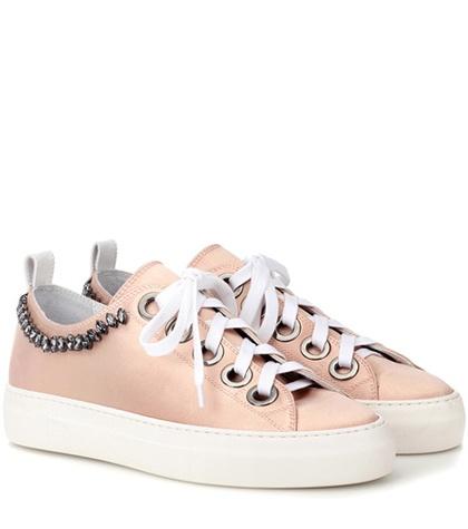 Tod's Embellished Leather Sneakers