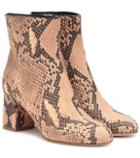 Red (v) Red (v) Snake-effect Ankle Boots