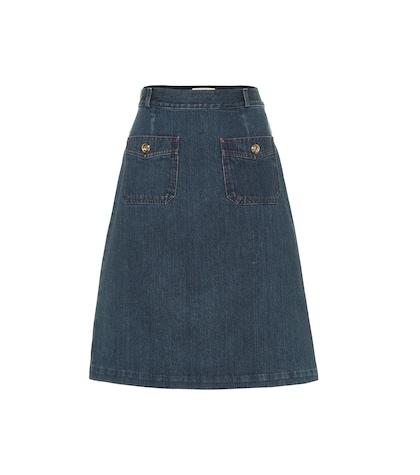 Gucci Cotton Denim Midi Skirt