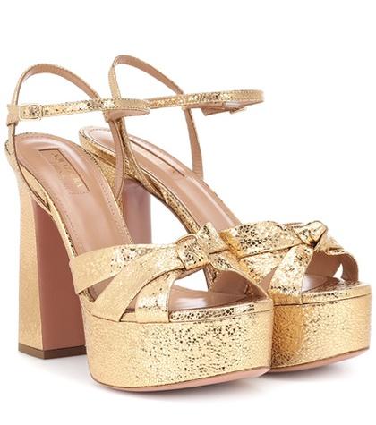 Aquazzura Baba 125 Leather Plateau Sandals