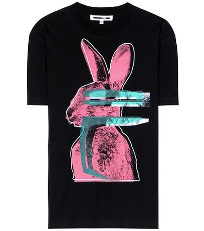 Mcq Alexander Mcqueen Glitch Bunny Printed Cotton T-shirt