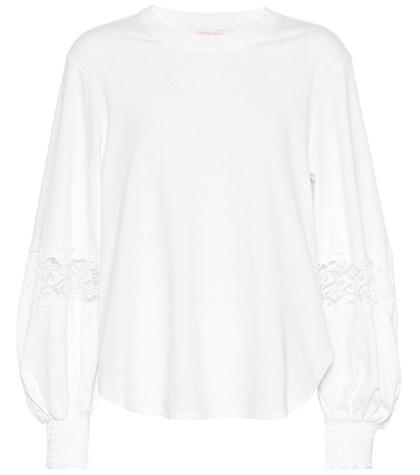 See By Chlo Lace-embellished Cotton Top